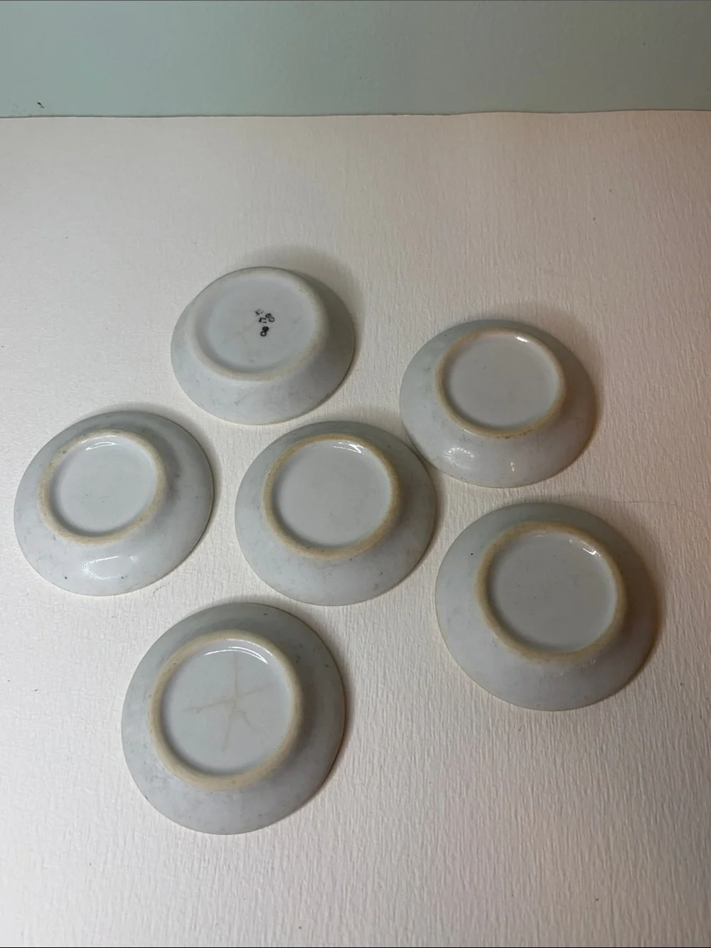 Vintage Restaurant Ware White and Black Butter Pat Dishes - Set of 6